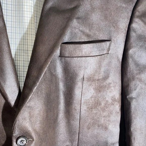 Ralph Lauren 44S Wax Coated Faux Suede Sport Coat Aged Brown Blazer MenAA07